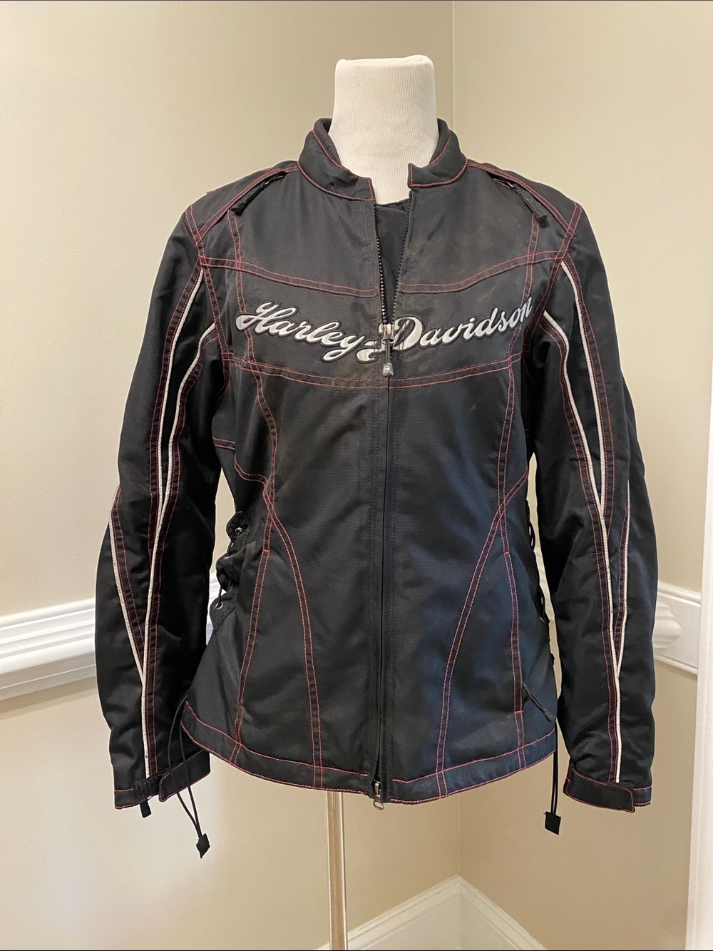 Harley-Davidson Black Jacket with Pink Contrast Stitching